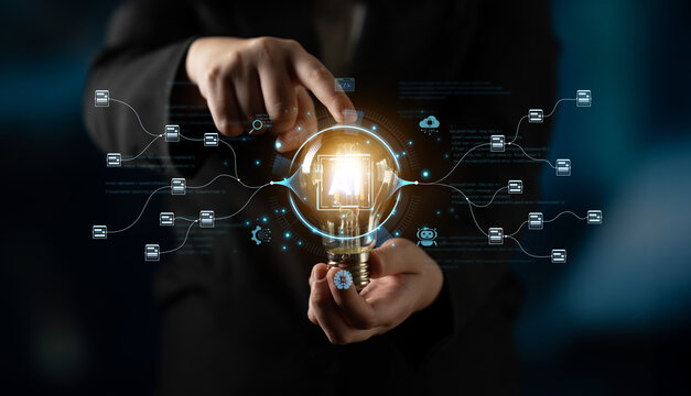 An AI-powered system for automating data workflows. The central intelligence processes and distributes information, managing complex data pipelines as shown by the surrounding code. Fermion