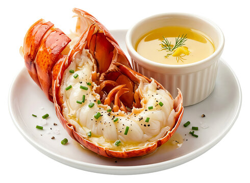 Delicious Baked Lobster Tail with Melted Butter.