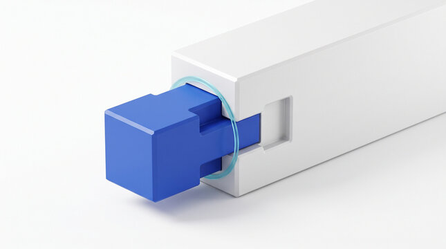 White and blue futuristic mechanical insertion button or smart switch module