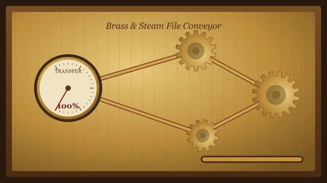 Steampunk Gears and Transfer Gauge Loading Screen Animation Element
