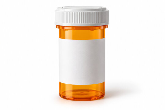 AI-generated realistic 3D render of medicine bottle isolated on a clean white background with soft shadow for healthcare design.