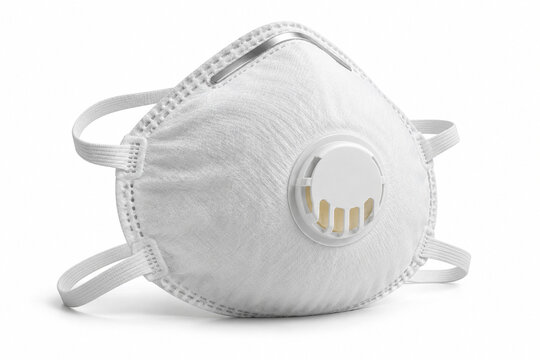 AI-generated realistic 3D render of n95 mask isolated on a clean white background with soft shadow for healthcare design.