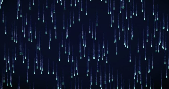 Falling Han ideogram characters create a dense code storm in this 4K animation with a violet mainframe and radiant phosphor glow.