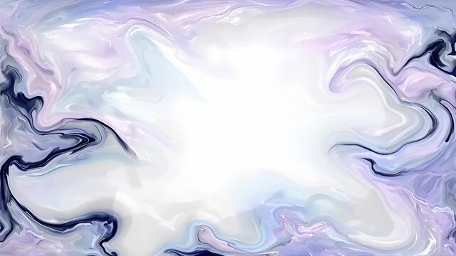 Abstract pastel marble texture, lavender swirl and white and blue fluid background with flowing curves, delicate navy veining, soft pearlescent sheen and luminous open center