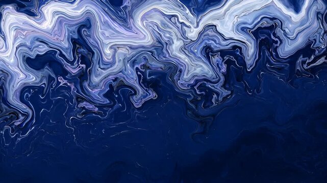 Abstract blue white lavender marble swirl fluid texture background with deep navy tones, flowing liquid waves, curved streaks and layered organic patterns for decorative design