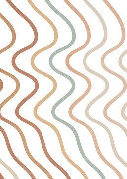 Abstract wavy lines vertical pattern background in earth tone pastel colors.