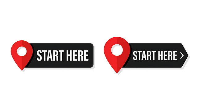 Start here buttons with red map location pins