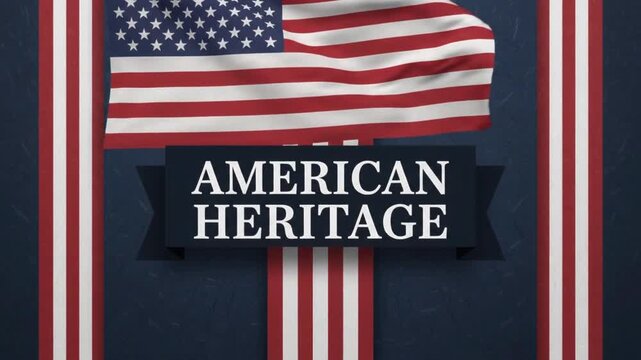 American heritage banner with waving usa flag and red stripes
