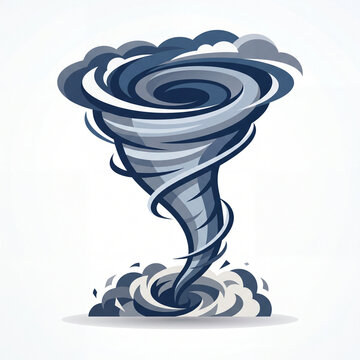 Vector illustration of a powerful swirling tornado funnel isolated on white background