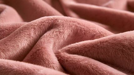 Soft Pink Plush Blanket Folds Close Up Cozy Texture © DigitalProvoke
