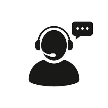Customer service representative icon with headset and speech bubble