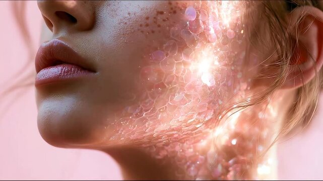 Extreme close up of human facial skin showing natural pores, fine lines and realistic skin texture, skincare and dermatology concept