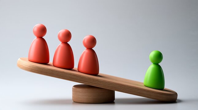 Three Red Figures and One Green Figure on Unbalanced Seesaw