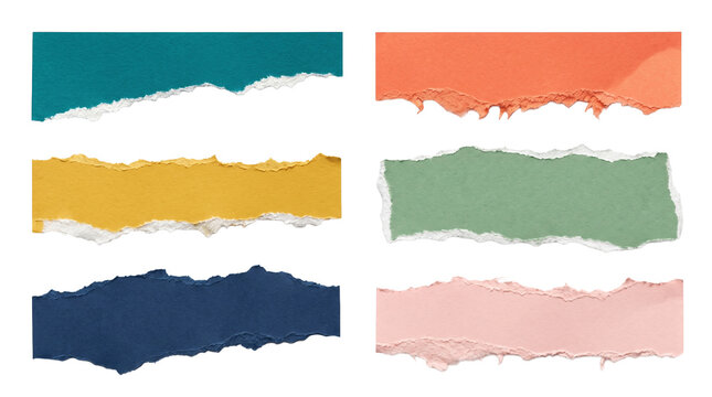 Set of Colorful Torn Paper Strips with Ripped Edges