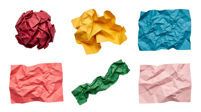 Set of Crumpled and Ball Shaped Colorful Paper Scraps