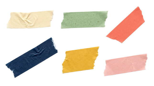 Set of Colorful Washi Masking Tape Strips with Torn Edges