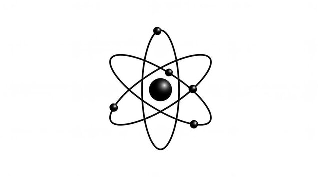 Atomic structure animation showing electron orbits around nucleus in