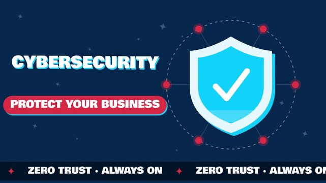 Cybersecurity shield protection zero trust animated background loop