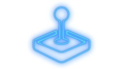 Retro neon joystick game controller icon symbol for vintage arcade video gaming console entertainment device and digital play isolated on transparent background © MdSamsul1234