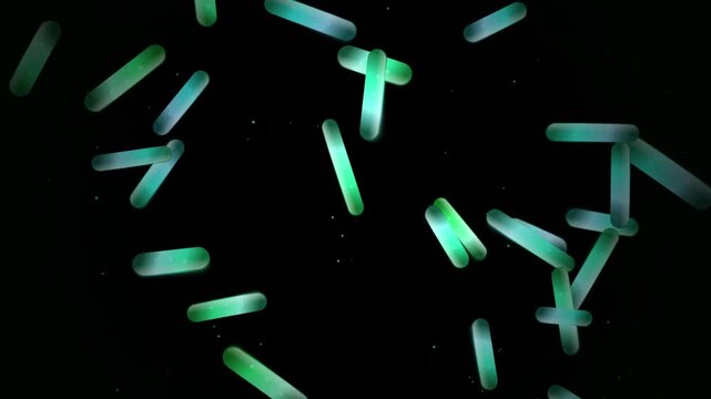 Microscopic view of green rod shaped bacteria cells bacillus microorganism