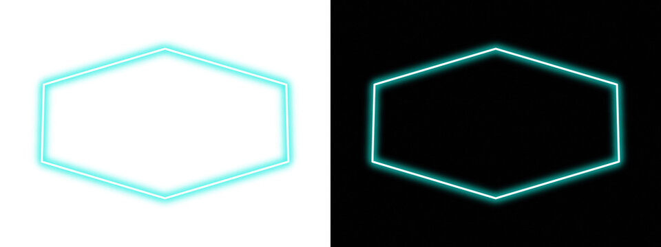 PNG neon hexagon frames on a transparent background