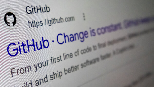 GitHub website search result shown on a computer screen with cursor.