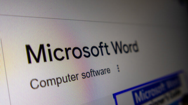 Microsoft Word as computer software displayed on screen, recognized as a widely used word processor.