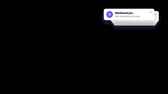 Social media notification stack overlay with alpha channel