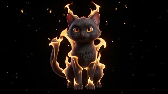Fiery black cat