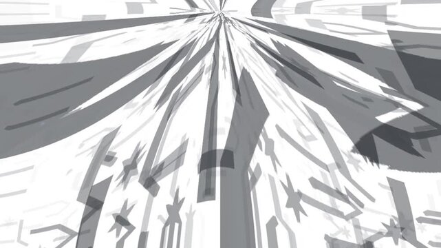 abstract monochrome futuristic tunnel motion graphics with black and white digital distortion pattern