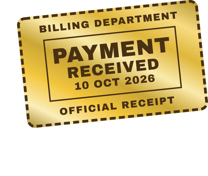 Gold metallic Payment Received rectangular rubber stamp with wave background, editable vector illustration