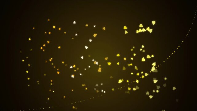 Yellow Love Heart Shapes Flying Smoothly on Black Background, Romantic Floating Heart Animation, Valentine&rsquo;s Day Greeting, Happy Birthday Celebration, Love Letter Design