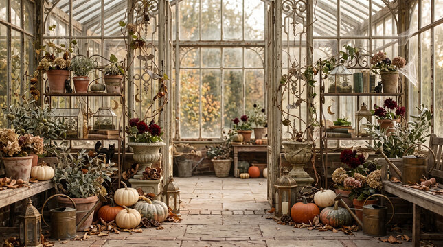 Vintage Halloween greenhouse home decoration