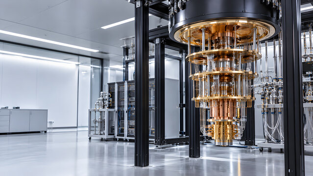 Cryogenic Quantum Computer in Modern Research Laboratory
