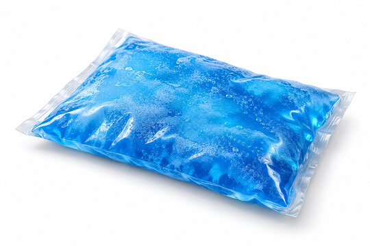 AI-generated realistic 3D render of ice pack cold compress isolated on a clean white background with soft shadow for healthcare design.