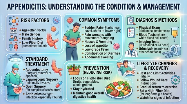  Appendicitis Guide: Symptoms, Diagnosis, Treatment, Prevention, Lifestyle Management, and Care Tips.