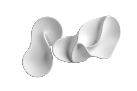 Refined smooth white abstract organic shape with clipping path front view