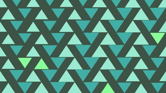 Modern interlocking triangular shapes and tessellation grid, seamless loop background video for corporate and tech presentations