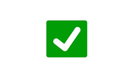 Green square checkmark confirmation icon flat vector graphic symbol for success and task completion © MdMokbul