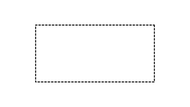 Dotted rectangle frame border on white background for design layouts