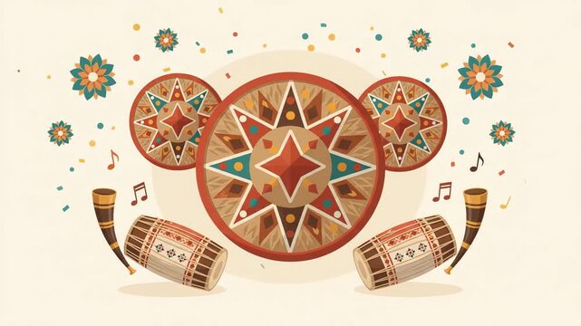 Bihu festival elements glow with warm golden light and rich cultural textures.