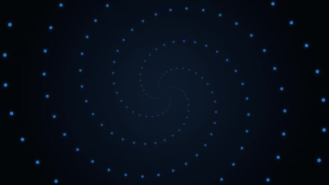 Futuristic blue glowing particle spiral vortex tunnel loop background motion graphic design