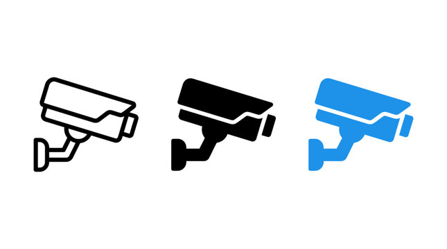 Set of professional security camera vector icons for electronic surveillance