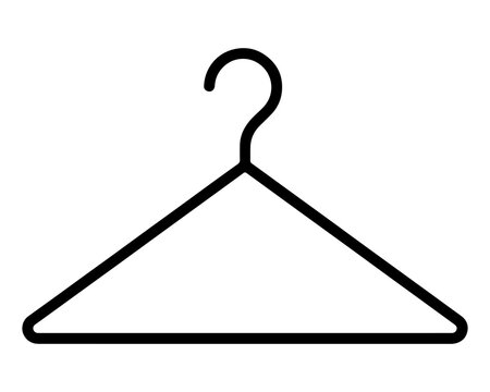 Clothes hanger outline icon, wardrobe coat hanger line vector symbol
