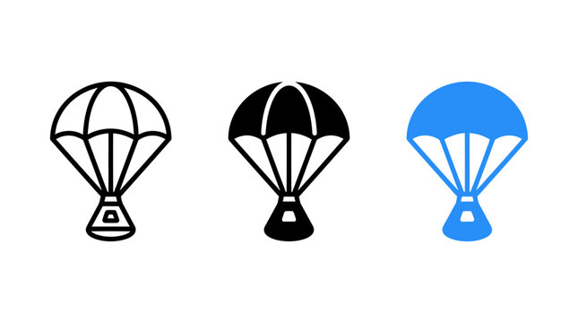 Space parachute icon design set with capsule and landing vector graphics
