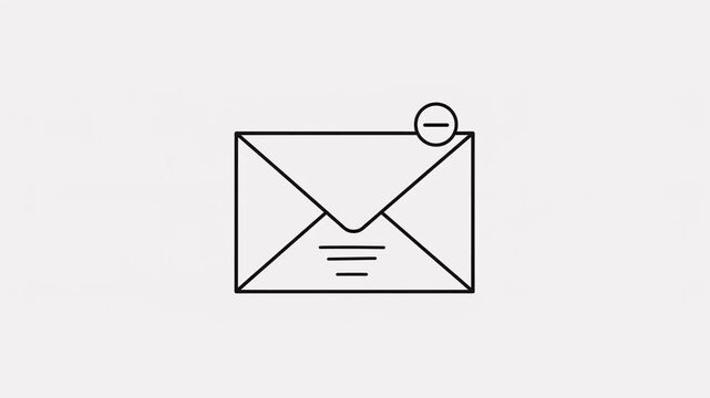 Minimalist envelope icon with minus sign overlay for email