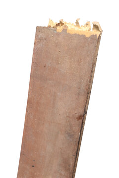 Broken wooden board with splintered edge, PNG isolated on transparent background