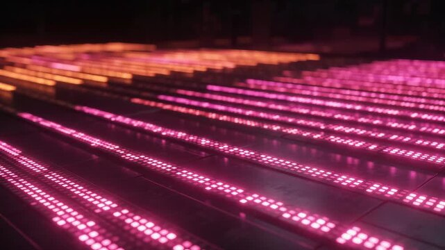 Glowing Metallic Bar Hot Steel Production Factory Line Row Industry Metalwork Orange Heat Bright Dark Iron Beam Manufacturing Pattern Warm Smooth Modern Technology Floor Perspective View Atmosphere