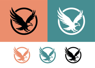 Obraz premium Eagle logo emblem silhouette circle vector graphic.