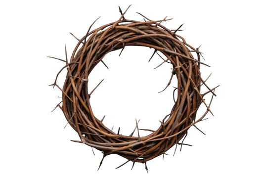 Decorative rustic circular twig wreath decorative element centered view